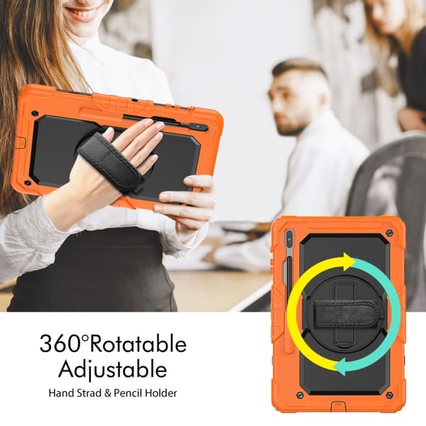 Samsung Galaxy Tab S8+ 12.4" SM-X800 Silikon + PC Tabletfodral Orange+Black