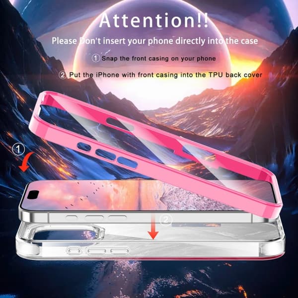 iPhone 16 Pro Max IMD Gradient Feather PC Hybrid TPU Skal - Skyddande och Stilig Mobilskal Rosröd