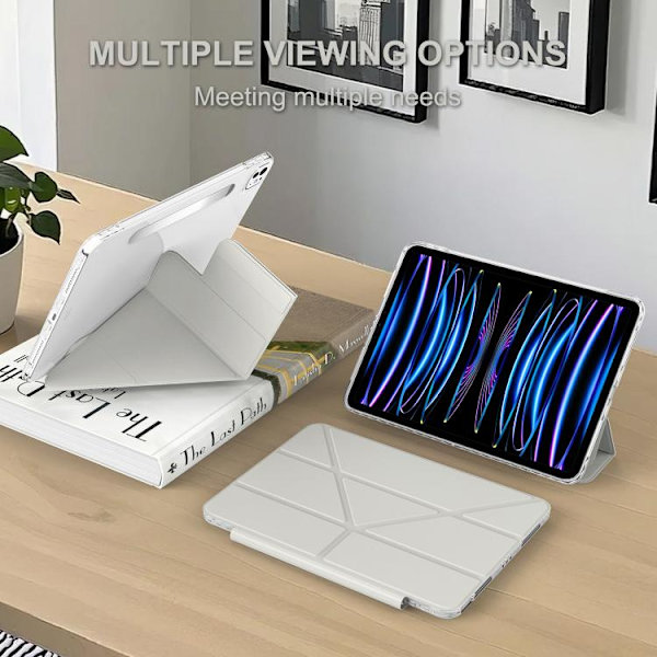 iPad Pro 11 2024 Skal - Avtagbart Bakshell Fällbart Ställ Smart Läderfodral Grå