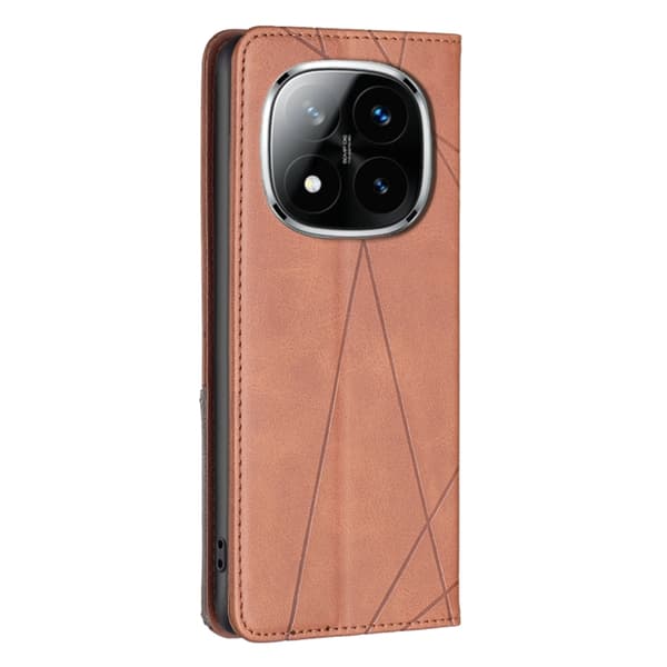 Redmi Note 14 Pro 5G / Note 14 Pro+ 5G Magnetiskt Läderfodral med Rhombus Textur Brun