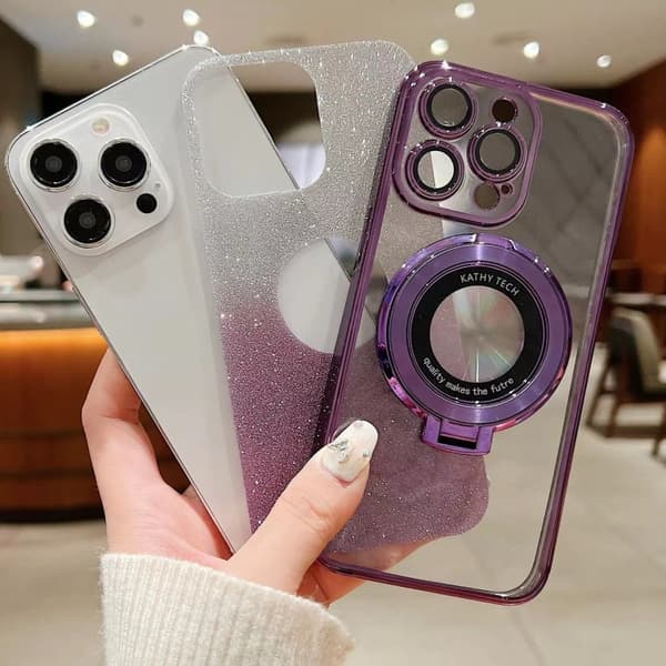 iPhone 16 Pro Max Skal med Elektropläterad Gradient Glittrig Design och MagSafe Svart