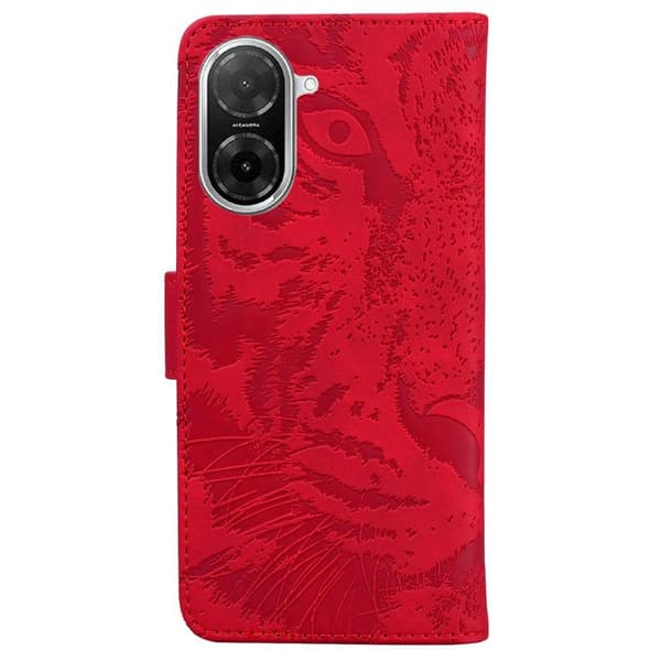 Redmi A5 4G - Läderfodral med Tigerprägling, Röd