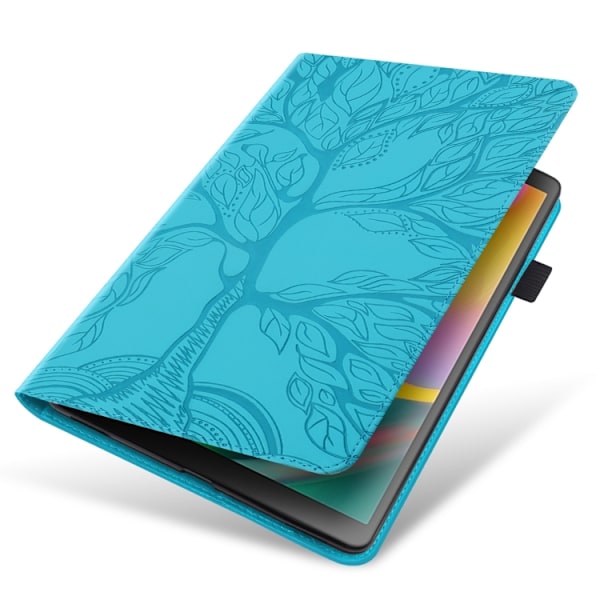Samsung Galaxy Tab S9+ / S9 FE+ Skal i Läder - Life Tree Series Horisontell Flip Blå sjön
