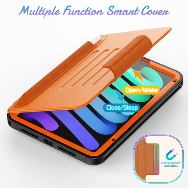 iPad mini 6 / mini 2024 Skal - Smart B Magnetiskt Läderfodral Brun