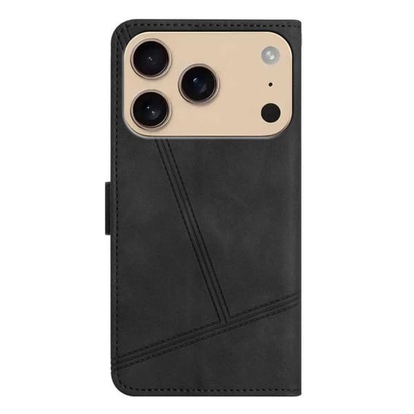 iPhone 18 Pro Max / iPhone 17 Pro Max Skal läderfodral med skin-feel sömnad Svart