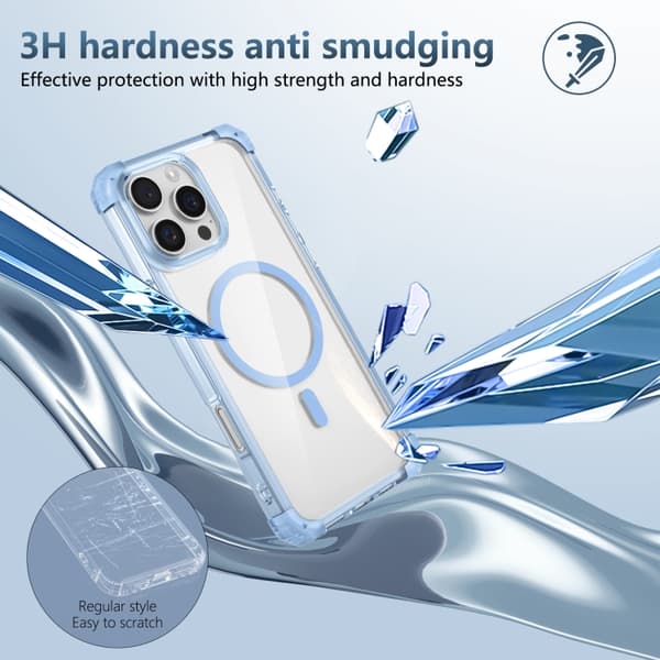 iPhone 16 Pro Max Transparent MagSafe Magnetisk Skal Blå