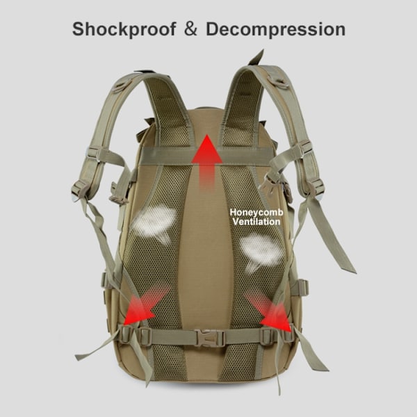 JUNSUNMAY J012 25L Vattentät Ryggsäck för Utomhussporter Molle med Reflexremsa Army Green