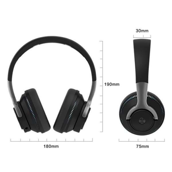H2 Färgglad Luminous Subwoofer Fällbar Retractable Kort Trådlös Bluetooth Headset Vit
