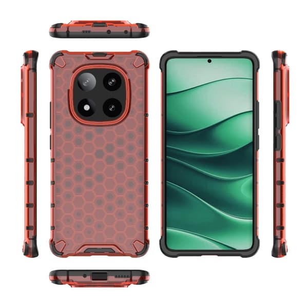 Redmi Note 14 Pro 5G - Honeycomb Stötsäker Mobilskal Röd