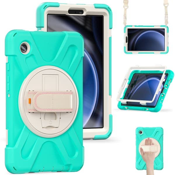 Samsung Galaxy Tab A9 / A11 Rotationshandtag TPU + PC Tabletfodral Grön