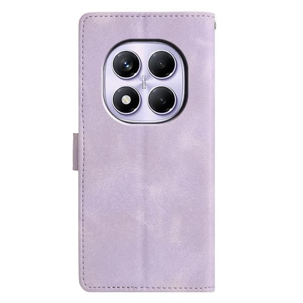 Redmi Note 14 Pro 4G - Triangulärt Prägling Läderfodral Purpur