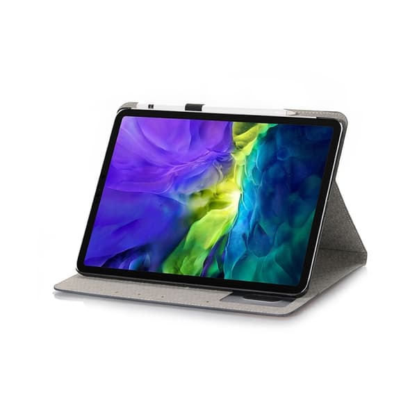 iPad Pro 13 2024 Skal i Läder med Korsstygn och Textur Mörkblå