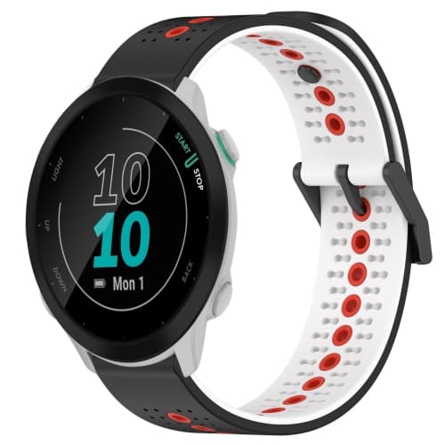 För Garmin Forerunner 55 20mm Tricolor Andningsbart watch Black-White-Red