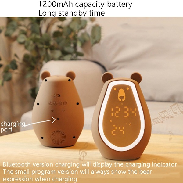 Björnalarmklocka LED Digital Tyst Sänglampa Bluetooth Högtalare USB Laddning Barn Cartoon Nattlampa(Bluetooth+Liten Programversion)