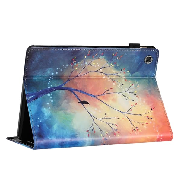 Samsung Galaxy Tab A9 / A11 Litchi Texture Leather Case Oljemålning Träd