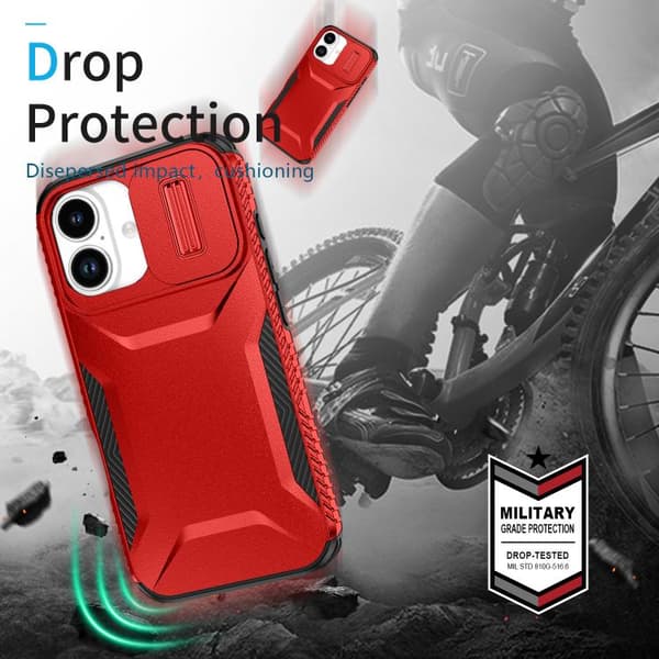 iPhone 17 Skal med Glidande Camshield Röd