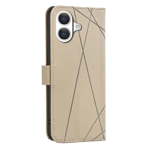 iPhone 17 Skal läderfodral med geometriskt mönster Beige