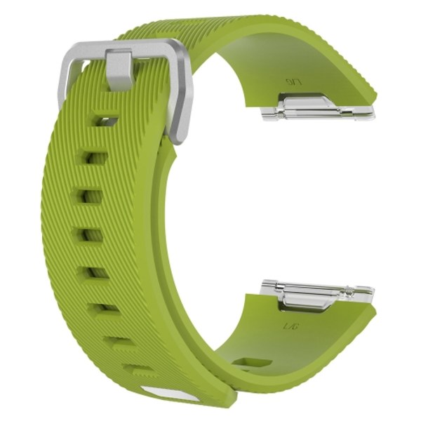 För Fitbit Ionic Twill Texture Silicone Watch Band med spänne Lime Green L