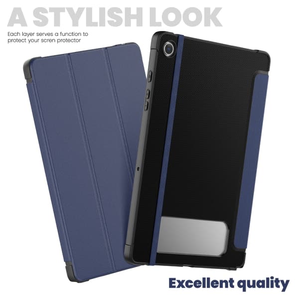 Samsung Galaxy Tab A9+ / A11+ Carbon Fiber Läderfodral Marinblå