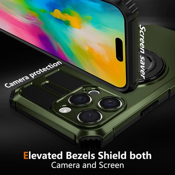 iPhone 16 Pro Max Rotating Magnetisk Hållare Skal Mörkgrön