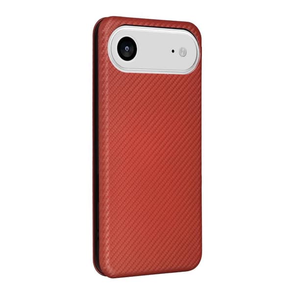 iPhone 17 Air Skal läderfodral - kolfibertextur Brun
