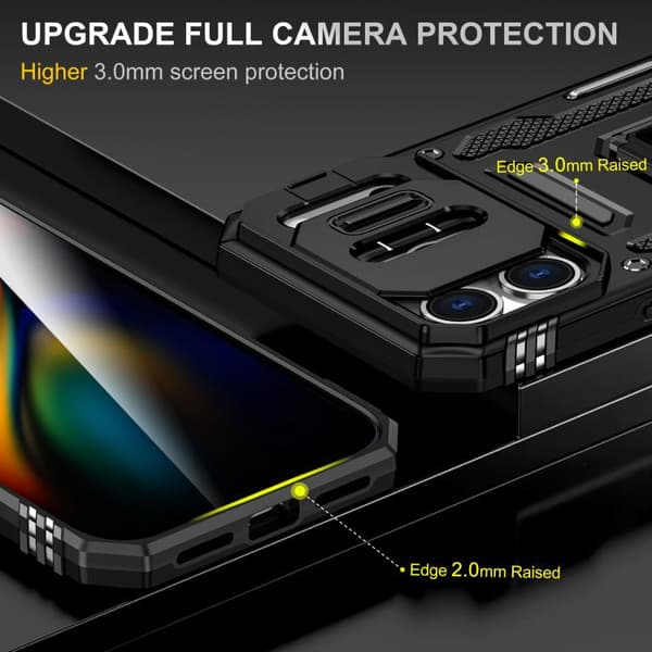 iPhone 18 Pro / iPhone 17 Pro Skal med Armor PC + TPU Kameraskydd Svart