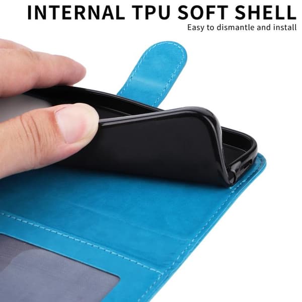iPhone 18 Pro Max / iPhone 17 Pro Max Skal läderfodral med präglad solros Blå