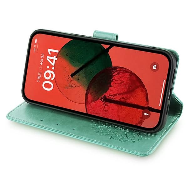 Redmi Note 14 Pro 4G - Trä & Hjort Prägling Läder fodral Grön