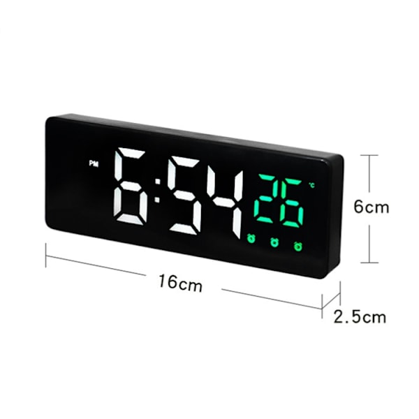 0715 Röststyrd LED Mute Datum Temperatur Display Elektronisk Klocka (Svart Yta Blått Ljus)
