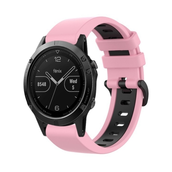 För Garmin Fenix ​​5 22 mm silikon watch i två färger Pink-Black