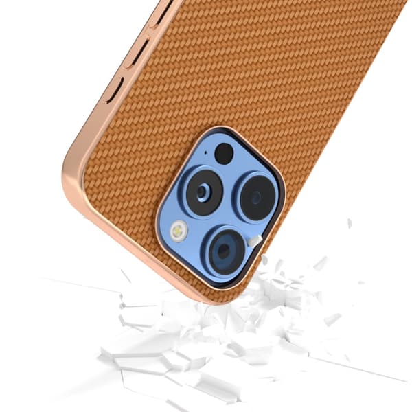 iPhone 16 Pro Max Nano Elektropläterad Kolfiber Textur Skal Brun