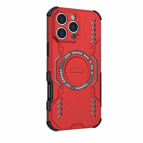 iPhone 16 Pro Max Butterfly Armor MagSafe Magnetisk Ring Stötsäker Skal Röd