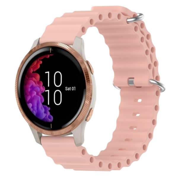 För Garmin Venu 20mm Ocean Style Silikon Solid Color Watch Band Pink