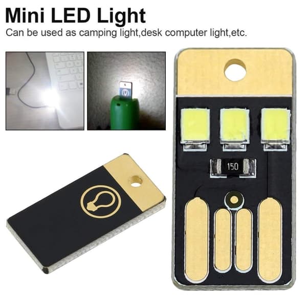 10 st Mini Pocket Card USB Power Keychain LED Nattlampa (Vit)