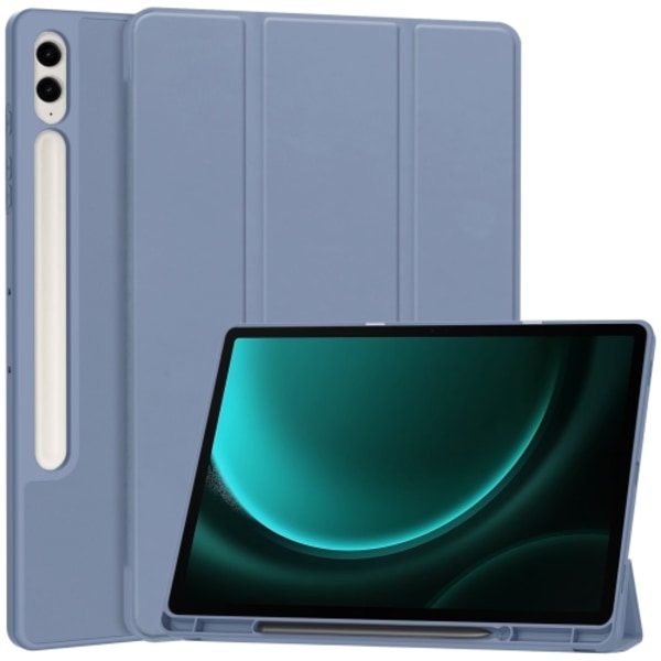 Samsung Galaxy Tab S9 FE+/S10+ Skal i TPU Smart Läder med Penna Fack - 3-Faldig Ren Färg Lavendel