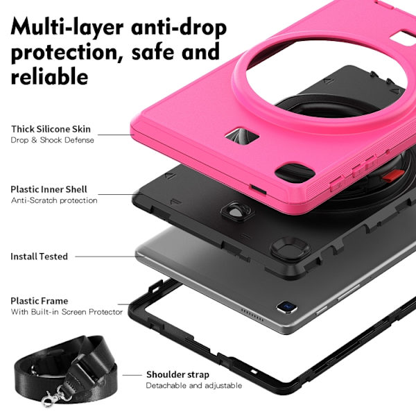Samsung Galaxy Tab A7 Lite TPU + PC Tabletfodral Rosaröd