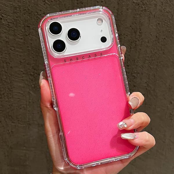 iPhone 18 Pro / iPhone 17 Pro Skal 3-i-1 TPU + PC med Glitterpulver Rosröd