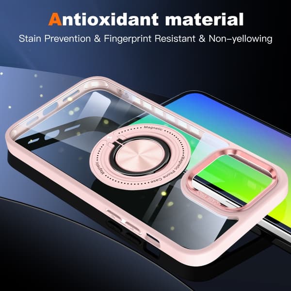 iPhone 16 Pro Max Magnetisk Rotationsring Skal - Skydda din telefon med stil! Rosa