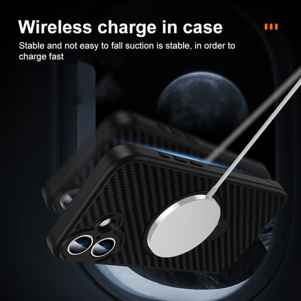 iPhone 17 Skal - Kolfiber med MagSafe och 360 Graders Rotering