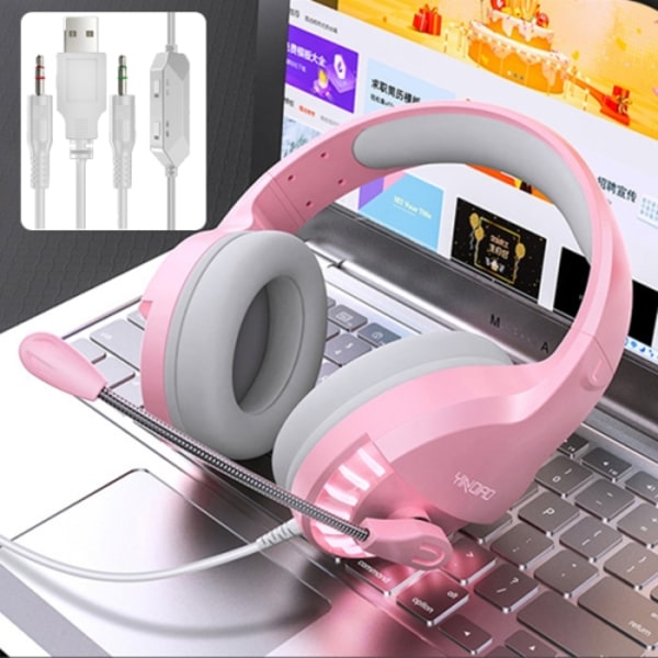 YINDIAO Q2 Trådbundet spelheadset med mikrofon, version: Dubbel 3,5 mm + USB Rosa