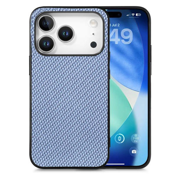 iPhone 17 Pro Skal - kolfibertextur och läder Blå