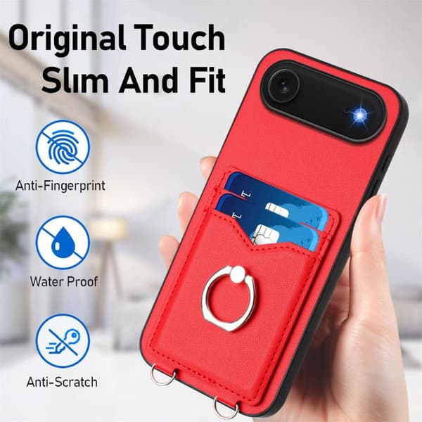 iPhone 17 Air Ring Card Holder Skal Röd