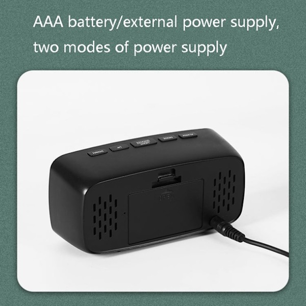 Spegelsängslarm Klocka Batteri Plug-In Dubbelanvändning LED-klocka, Färg: Rektangel Svart Skal (Svart Yta Rött Ljus)