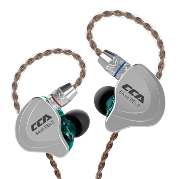 CCA CCA-C10 3,5 mm guldpläterad plugg tio enheter hybrid trådstyrd öronsnäcka, typ: utan mikrofon Safir Cyan