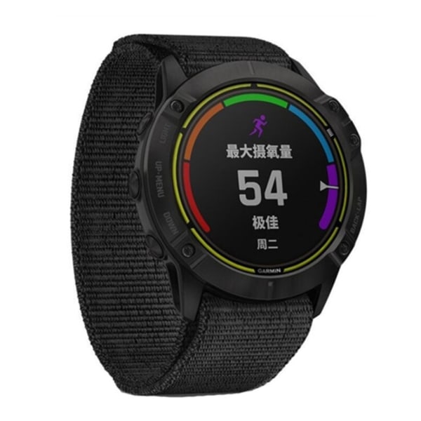 För Garmin Fenix ​​6X 26mm Stickad Nylon Loop Watch Band Black