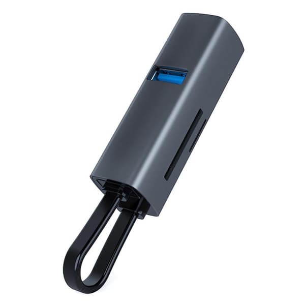 USB till USB3.0, Dubbel USB2.0, SD, TF Kort Bärbar Multifunktionell Dockningsstation Hub Adapter (Grå)