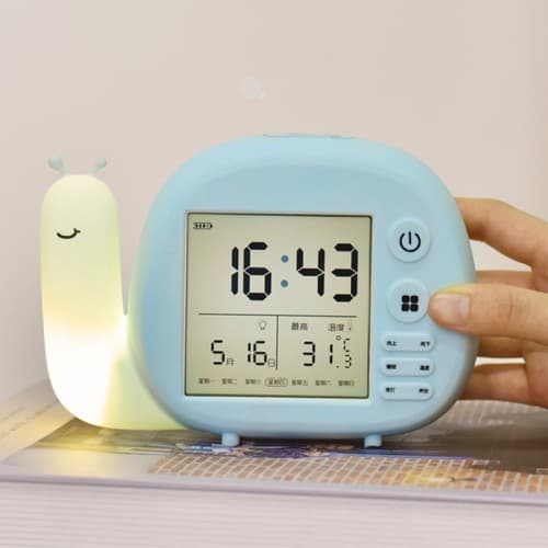 Kreativ liten snigel multifunktionell smart digital väckarklocka (blå)