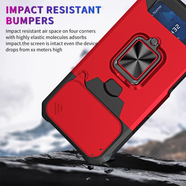 iPhone 18 Pro Max / iPhone 17 Pro Max Skal med Kameraskydd och Kortfack - PC+TPU Röd