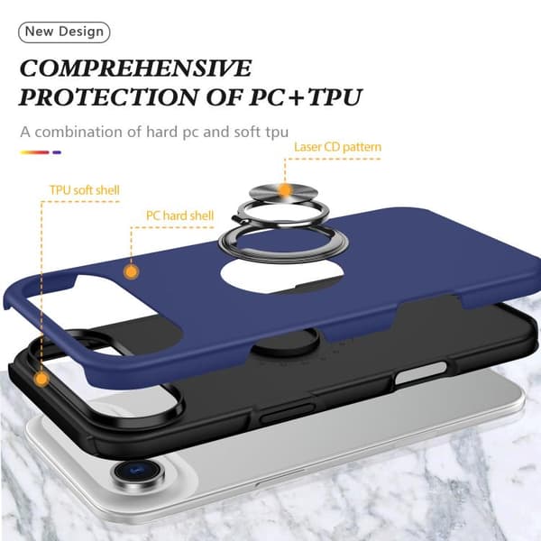 iPhone 17 Air Skal med TPU Magnetisk Ringhållare Marinblå