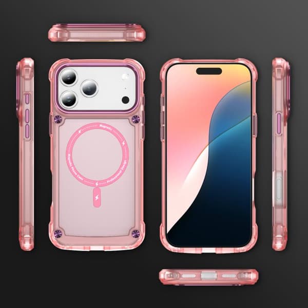 iPhone 18 Pro Max / iPhone 17 Pro Max Skal - TPU + PC med MagSafe Magnetisk Transparent rosa